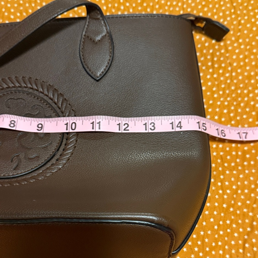 Women's Chocolate Brown Leather Look Tote with Embossed Medallion - Picture 2 of 6